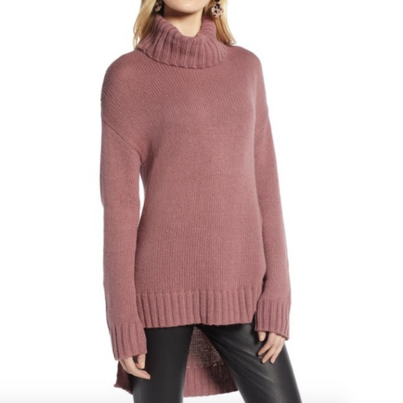 Halogen Sweaters - Halogen Purple Taupe High/Low Turtleneck Sweater